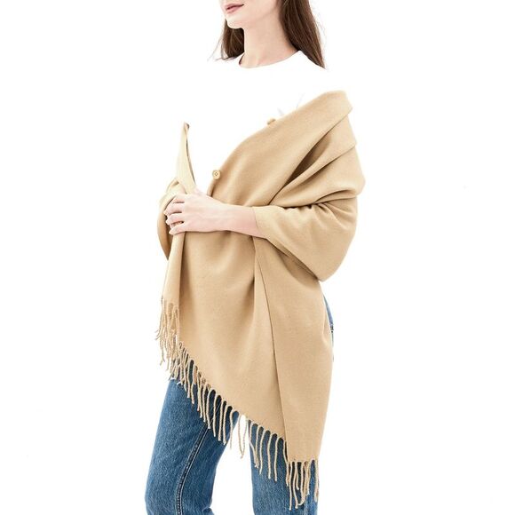 Alpine Swiss Womens Shawl Evening Wrap Pashmina Large Scarf Fringe Cape Poncho - Picture 4 of 7